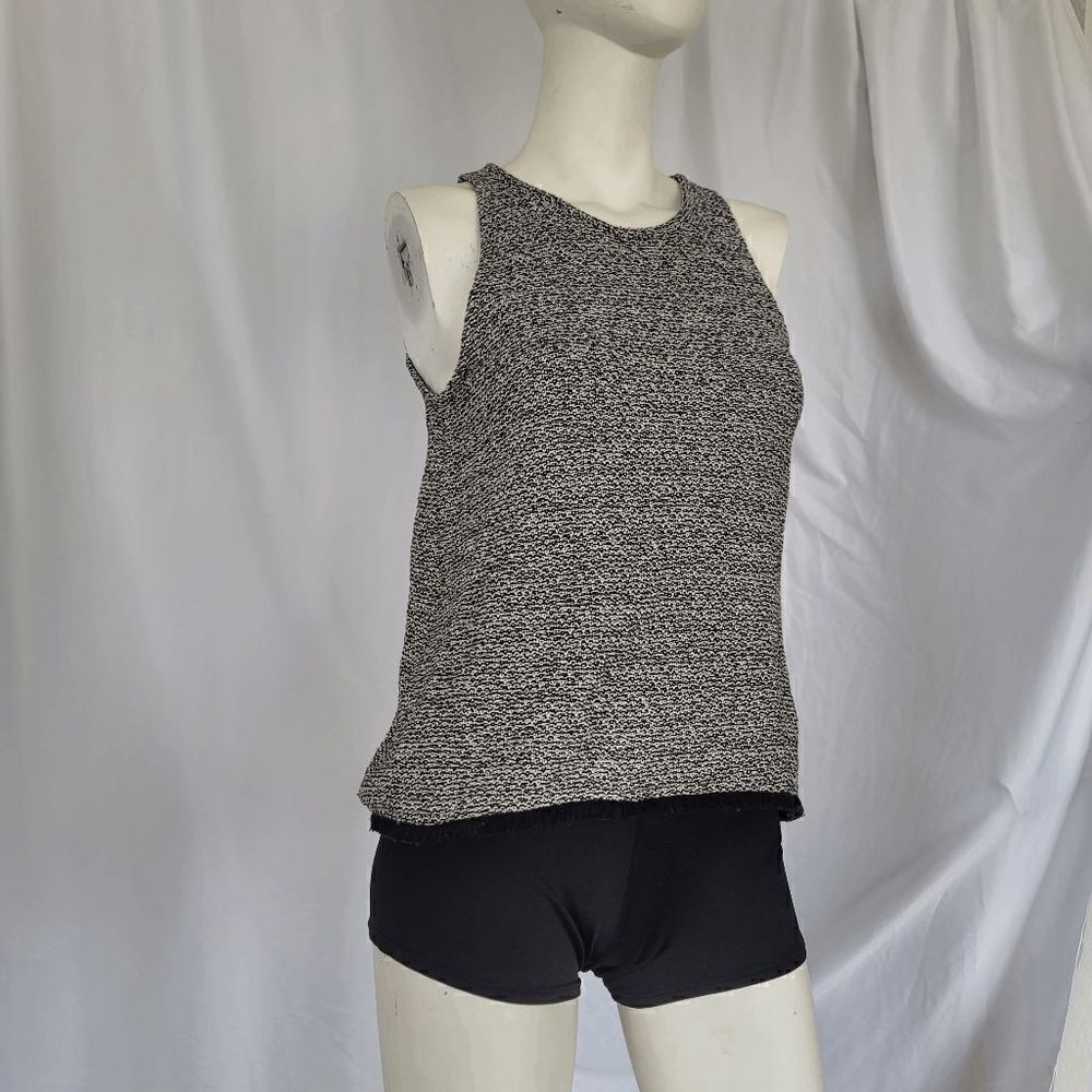 Madewell women's black gray swing fringe sweater tank top knit size XS